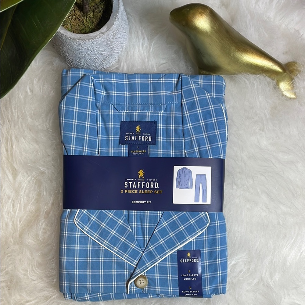Stafford Mens Long Sleeve 2-pc Pajama Set